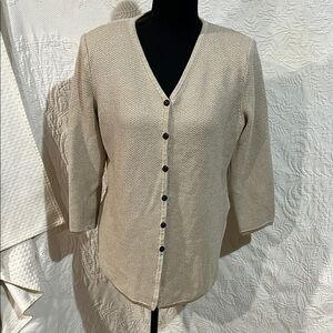 St. John Light Beige Button Up‎ Cardigan, size 8